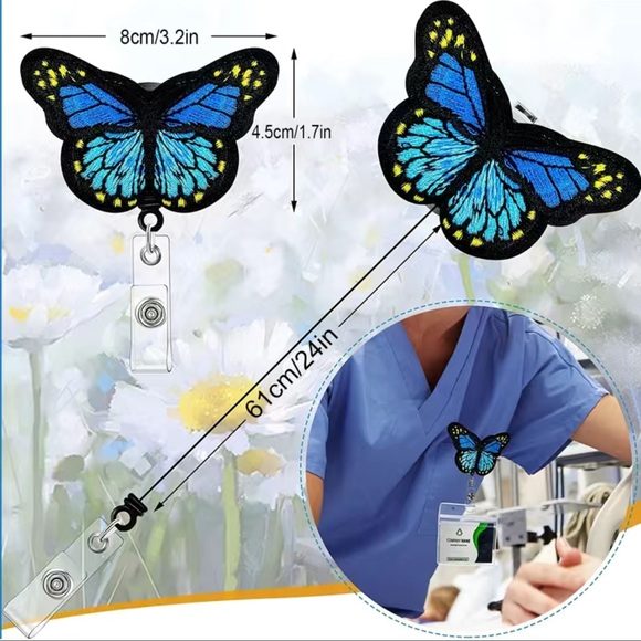 New Butterfly Badge Reel With Clip - Picture 2 of 5
